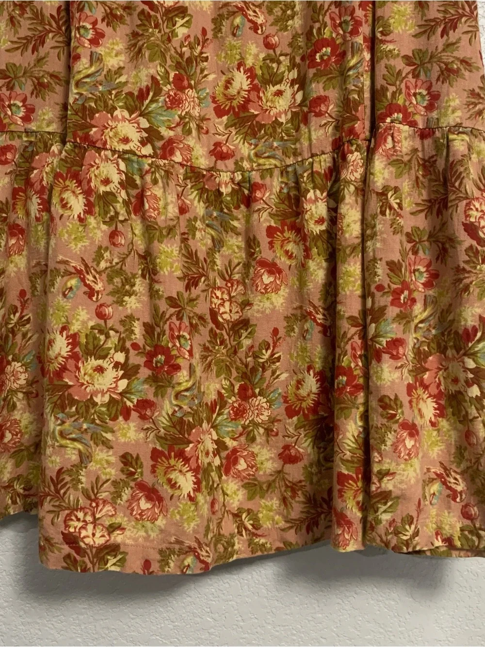 April Cornell Midi Skirt Womens XXL Floral Tiered Boho Cottage Prairie Buttons - Picture 7 of 9